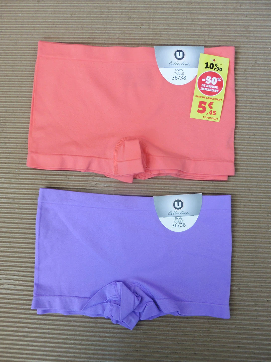 SHORTY - Lot de 2 packs de 2 shorties sans couture 36